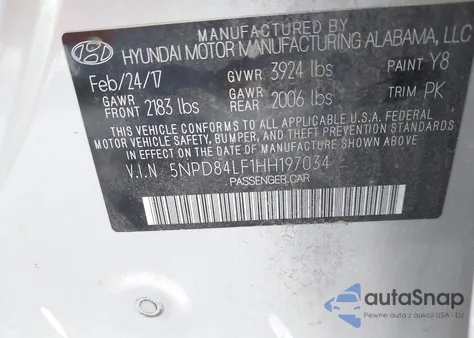 2017 Hyundai Elantra Se z USA, uszkodzony, nr VIN 5NPD84LF1HH197034